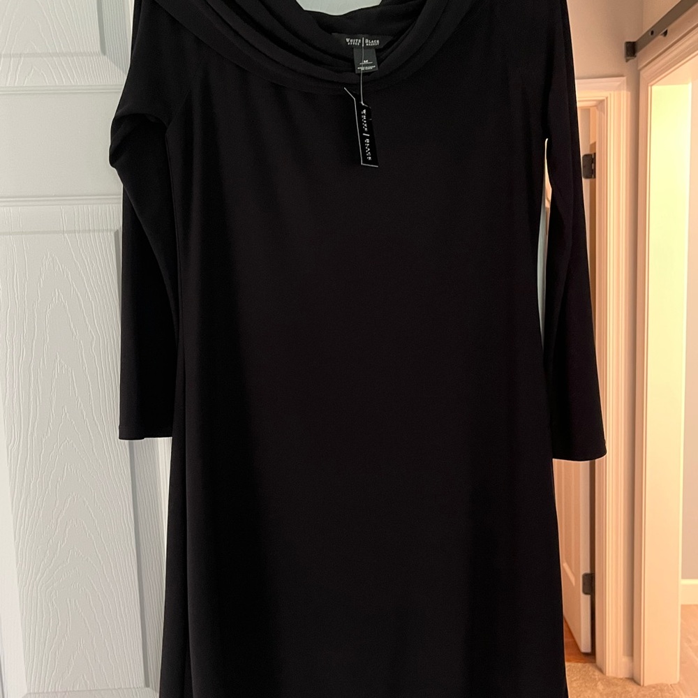 White House Black Market Black A-Line Cowl Neck Dress